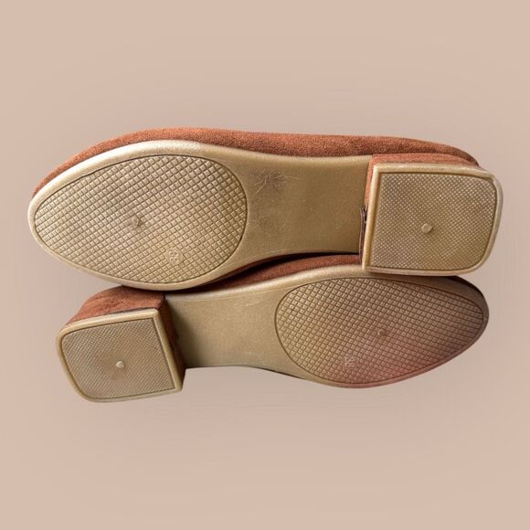 Shein Women's Size 7 38 Brown Faux Suede Heeled Slip On Loafers Pumps - Picture 9 of 9